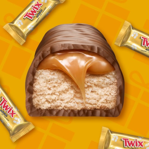 Twix Minis Caramel Cookie Bar Christmas Candy Bag Perspective: left