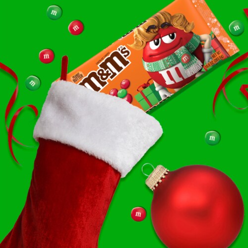 M&M'S Holiday Peanut Butter Milk Chocolate Candy Christmas Assortment Bag Perspective: left