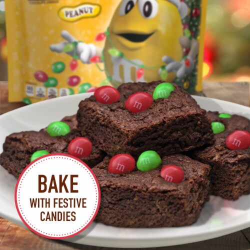 M&M'S Christmas Gift Peanut Milk Chocolate Candy Bag Perspective: left