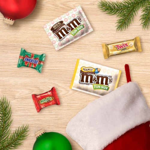 M&M'S Snickers Twix & Milky Way Christmas Stocking Stuffer Milk Chocolate Candy Bars Bag Perspective: left