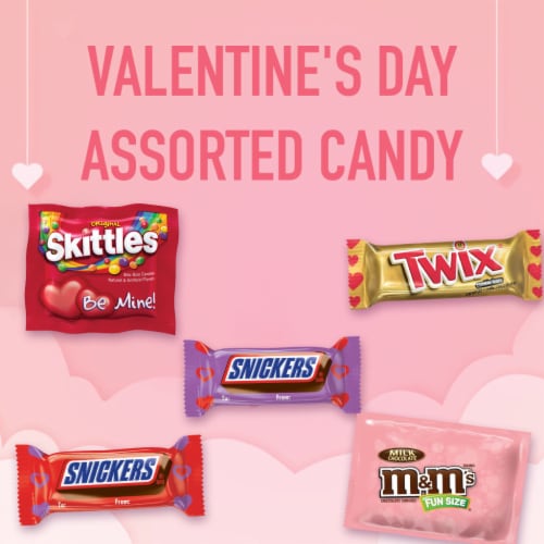 M&M'S Snickers Skittles & Twix Valentine's Day Candy Variety Pack Bulk Bag Perspective: left