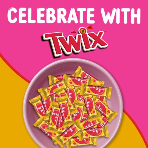 TWIX Caramel Mini Size Chocolate Cookie Bar Valentine Candy Bag Perspective: left
