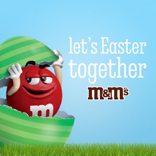 M&M'S Caramel Milk Chocolate Candy Party Size Bag Perspective: left