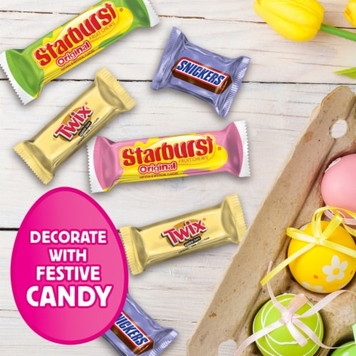 Snickers Twix & Starburst Minis Assorted Easter Candy Bulk Variety Pack Bag Perspective: left