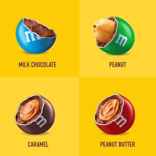 M&M'S Fun Size Milk Chocolate Candy Variety Pack Bulk Candy Bag Perspective: left