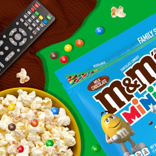 M&M'S MINIS Milk Chocolate Candy Family Size Perspective: left