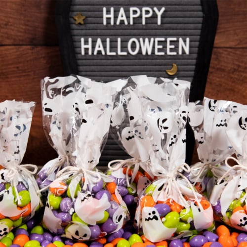 M&M'S Peanut Milk Chocolate Ghoul's Mix Chocolate Halloween Candy Perspective: left