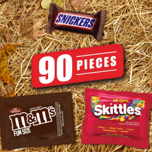 Snickers Skittles & M&M'S Milk Chocolate Assorted Bulk Halloween Candy Variety Pack Perspective: left