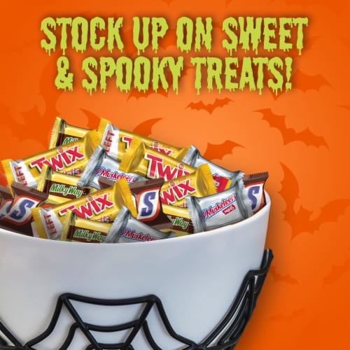 Snickers Twix Milky Way & 3 Musketeers Bulk Assorted Chocolate Halloween Candy Bars Perspective: left