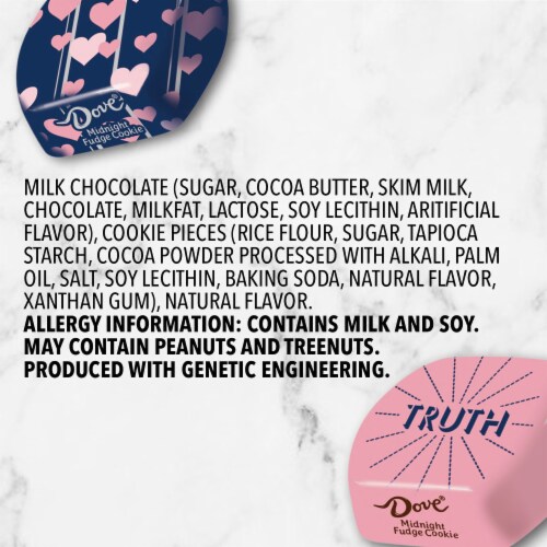 Dove Promises Midnight Fudge Cookie Dark Chocolate Valentine Candy Bag Perspective: left