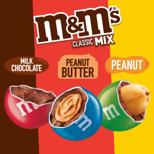 M&M's Classic Mix Chocolate Candy Sharing Size Bag Perspective: left