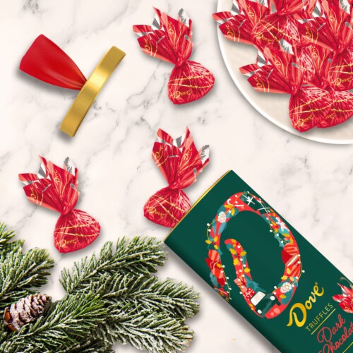 Dove Truffles Christmas Dark Chocolate Candy Holiday Gift Tin Perspective: left