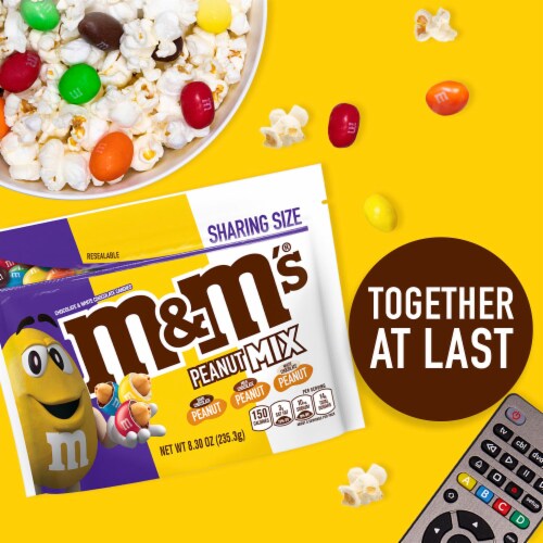 M&M's® Peanut Mix Chocolate Candy Sharing Size Bag Perspective: left
