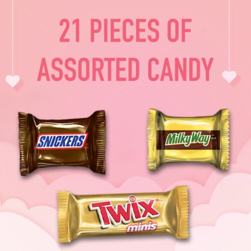 Snickers Twix & Milky Way Valentines Day Assorted Chocolate Heart-Shaped Candy Gift Box Perspective: left