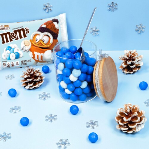 M&M’S White Chocolate Pretzel Snowballs Holiday Candy Perspective: left