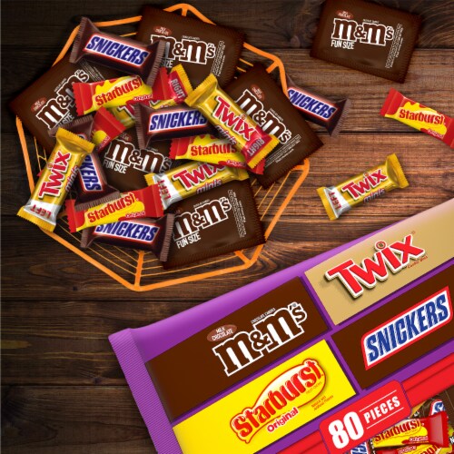 M&M'S Snickers Starburst & Twix Bulk Halloween Candy Variety Pack Perspective: left