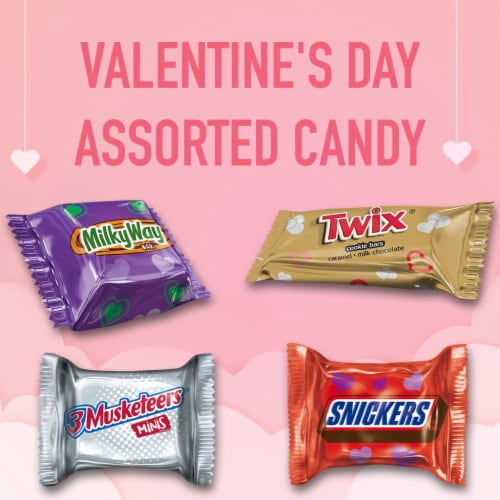 Snickers Twix & More Assorted Chocolate Valentine Day Candy Perspective: left