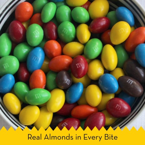 M&M'S Almond Milk Chocolate Candy Sharing Size Bag Perspective: left
