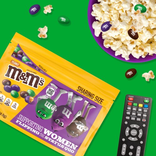M&M'S Sharing Size Limited Edition Peanut Chocolate Candy featuring Purple Candy Bag Perspective: left