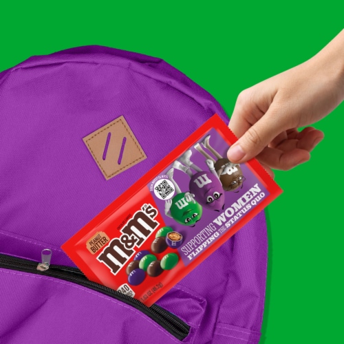 M&M'S Limited Edition Peanut Butter Milk Chocolate Candy featuring Purple Candy Bag Perspective: left