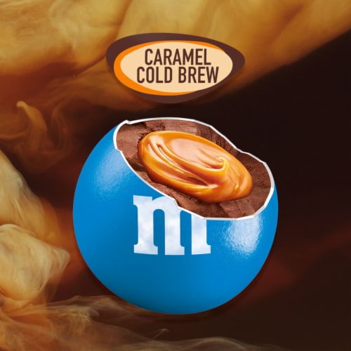 M&M'S Caramel Cold Brew Milk Chocolate Candy Sharing Size Bag Perspective: left