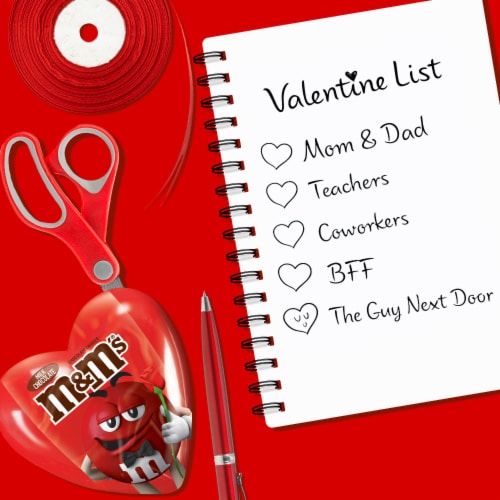 M&M’S Milk Chocolate Candy Valentines Day Gift Heart Box Perspective: left