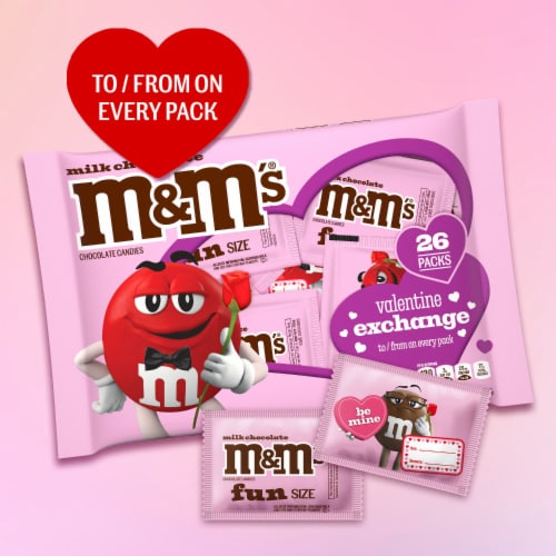 M&M’s Milk Chocolate Candy Valentines Day Gift Exchange Perspective: left