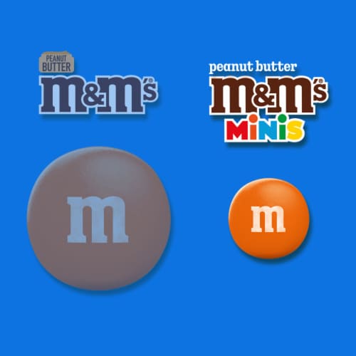 M&M'S Minis Peanut Butter Milk Chocolate Candy Sharing Size Bag Perspective: left