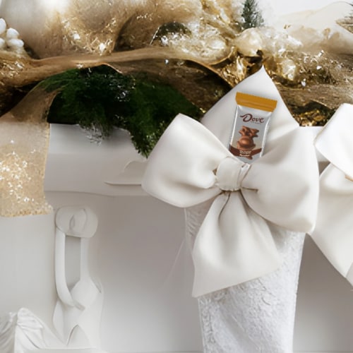 DOVE Milk Chocolate Peanut Butter Reindeer Christmas Candy Bar Pack Perspective: left