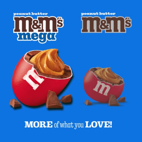 M&M'S Mega Peanut Butter Chocolate Easter Candy Share Size Bag Perspective: left