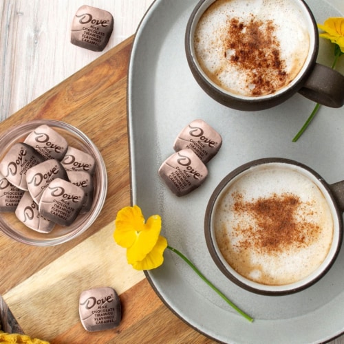 Dove Promises Milk Chocolate Tiramisu Caramel Candy Bag Perspective: left