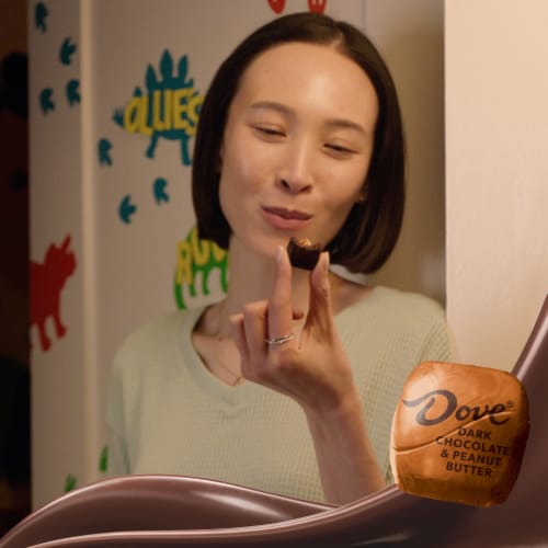 Dove Promises Dark Chocolate & Peanut Butter Candy Bag Perspective: left