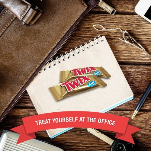 Twix Caramel Chocolate Cookie Fun Size Candy Bars Pack Perspective: left
