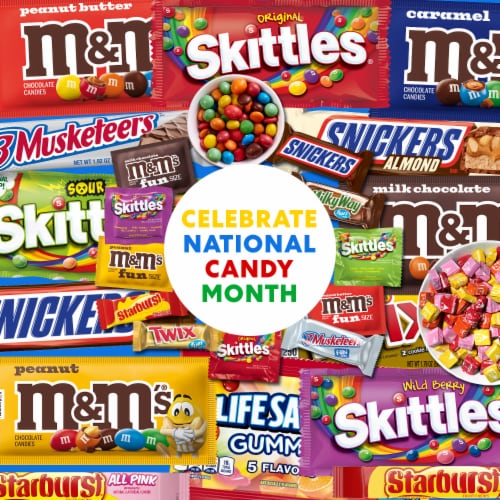 M&M'S Snickers & Milky Way Fun Size Chocolate Candy Variety Party Size Bag Perspective: left