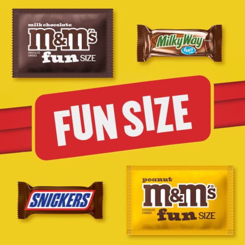 M&M'S Snickers & Milky Way Fun Size Chocolate Candy Variety Party Size Bag Perspective: left