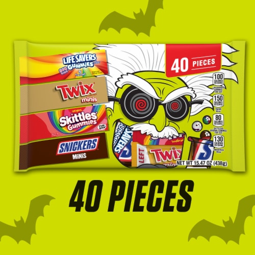 Snickers Skittles Gummies Twix & Life Savers Gummies Halloween Candy Perspective: left