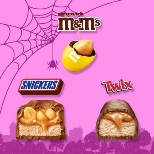 M&M'S Snickers & Twix Milk Chocolate Halloween Candy Bulk Bag Perspective: left