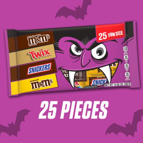 M&M'S Snickers & Twix Milk Chocolate Halloween Candy Bulk Bag Perspective: left