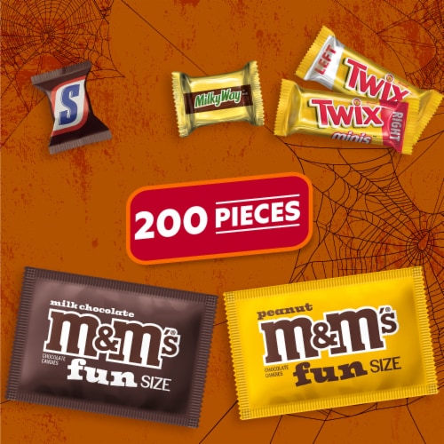 M&M'S Snickers Twix & Milky Way Milk Chocolate Halloween Candy Variety Pack Bulk Bag Perspective: left