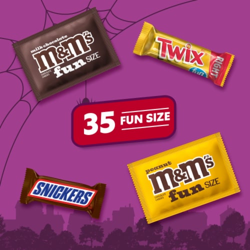 M&M'S Snickers & Twix Milk Chocolate Halloween Candy Bulk Bag Perspective: left