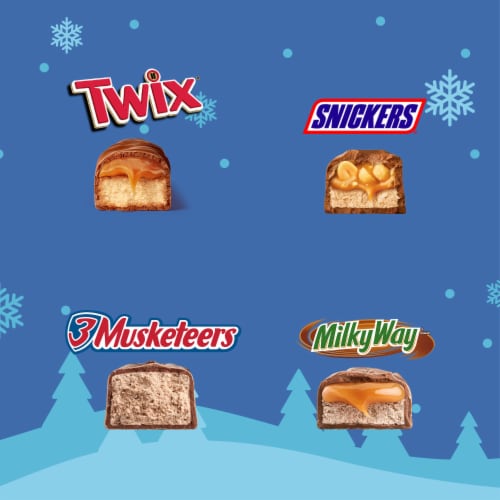 Snickers Twix Milky Way & 3 Musketeers Minis Chocolate Christmas Candy Bars Bulk Bag Perspective: left