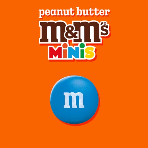 M&M'S Minis Peanut Butter Milk Chocolate Summer Candy Family Size Bag Perspective: left