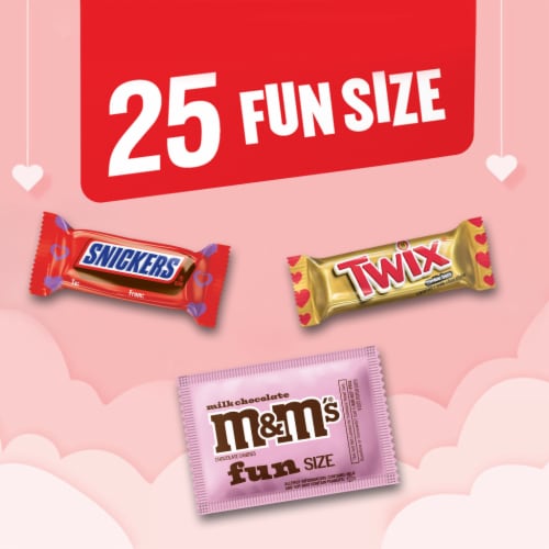 M&M'S Snickers & Twix Valentine's Day Chocolate Candy Valentine Exchange Variety Bag Perspective: left