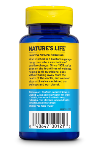 Nature's Life® Energizing Vitamin B-2 Tablets Perspective: left
