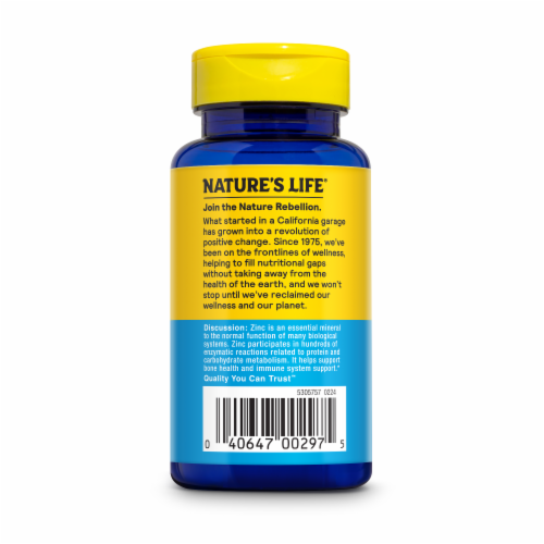 Nature's Life® 50 mg Protecting Zinc Tablets Perspective: left