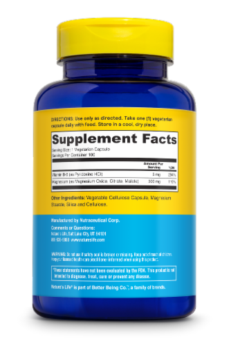 Nature's Life Magnesium 500 mg 100 Veg Caps Perspective: left