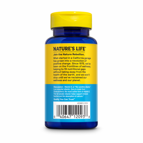 Nature's Life® Vitamin D-3 Softgels 2000 IU Perspective: left