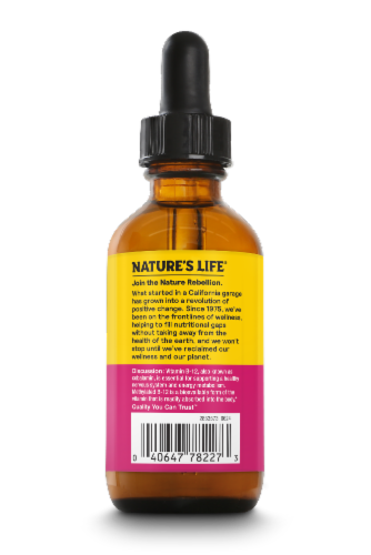 Nature's Life® B12 Methlycobalamin Wildberry Drops Perspective: left