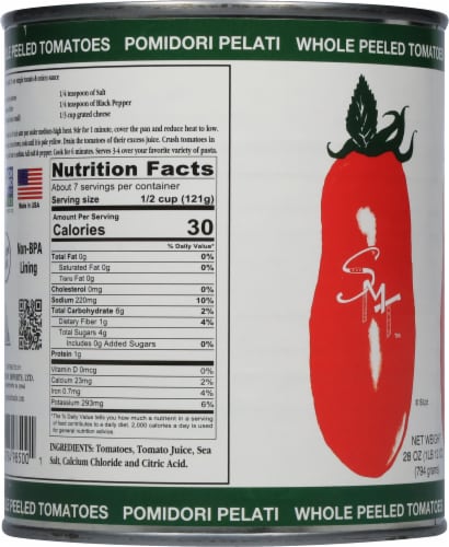 San Merican Whole Peeled Tomatoes Perspective: left