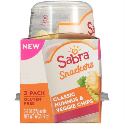 Sabra Snackers Classic Hummus & Veggie Chips 3 Count Perspective: left